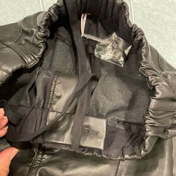 NEW Free People Faux Leather Black Buttons Fly Wide Leg Pants.Size S - Picture 11 of 16